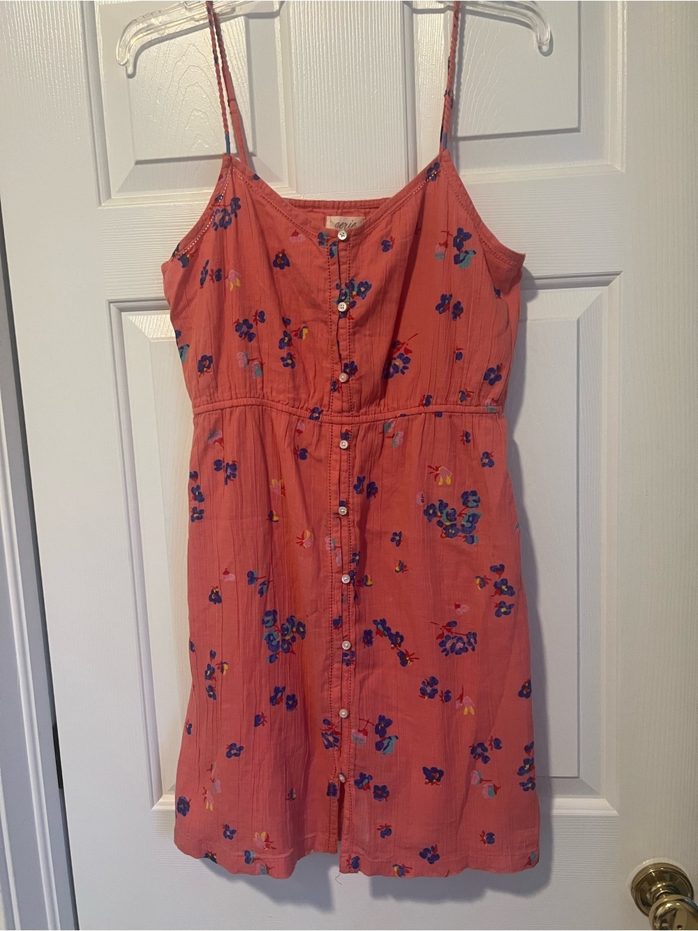 aerie NWT Coral Floral Button-Front Dress L